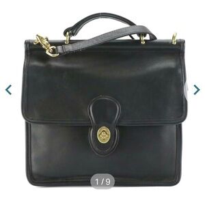 Coach Vintage Willis Two-Way Bag in Black Glove-Tanned Leather